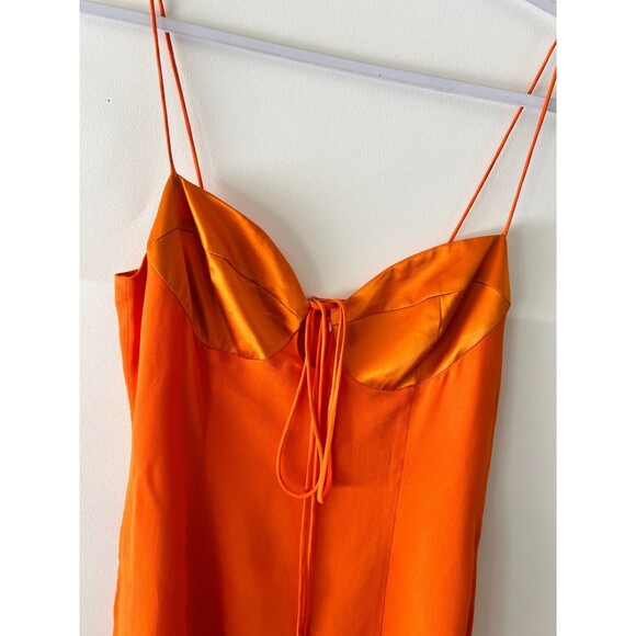 Reformation Ocean Dress Size 4 Orange Sweetheart-Neck Woven Mini Slip Dress - Picture 6 of 15